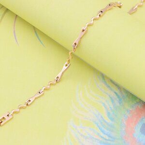 "Wavy Link Rose Gold Bracelet in High-Polish Finish, XPBL0882